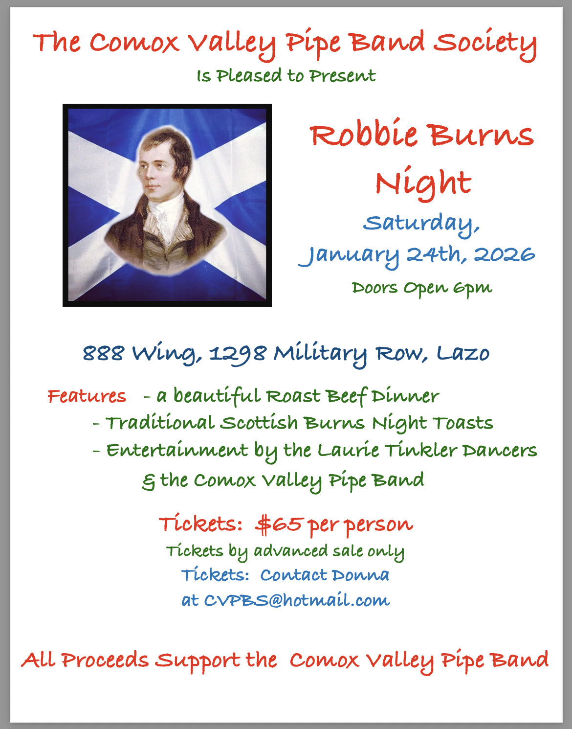 2026 Burns Dinner Tickets on sale